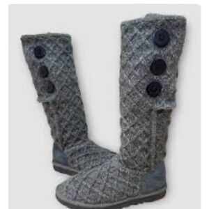 UGG Classic cardy lattice knit knee high sweater boot in dark grey sz 10/41